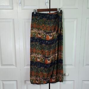 Vintage Maggie Lawrence Maxi Wrap Skirt Size SM Floral Southwestern Boho Hippie